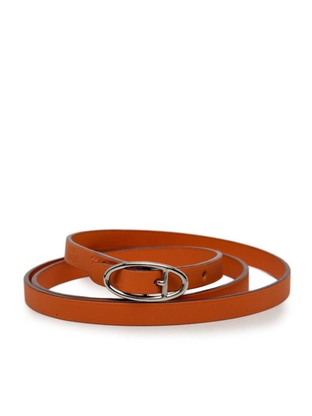 Hermes Hapi Triple Strand Bracelet Orange Leather Metal